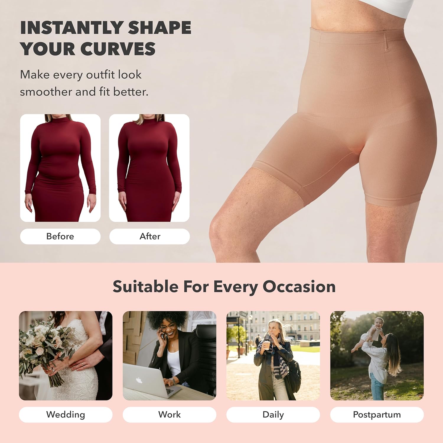 SHAPERMINT Shapewear for Women - High-Waisted Shapewear Tummy Control Shorts, Thigh Slimmer, Underwear for Women - Image 4