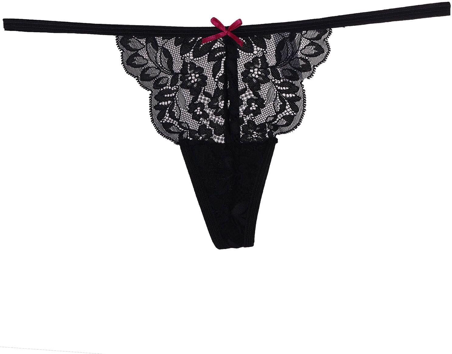 Pack of 6 Women Lacy G-String Thongs No Show Panties Sexy Underwear Assorted Lace Pattern and Colors - Image 3