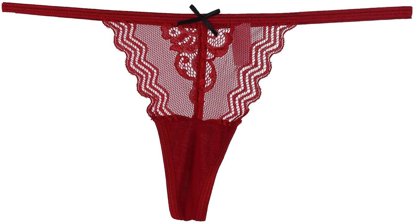 Pack of 6 Women Lacy G-String Thongs No Show Panties Sexy Underwear Assorted Lace Pattern and Colors - Image 4