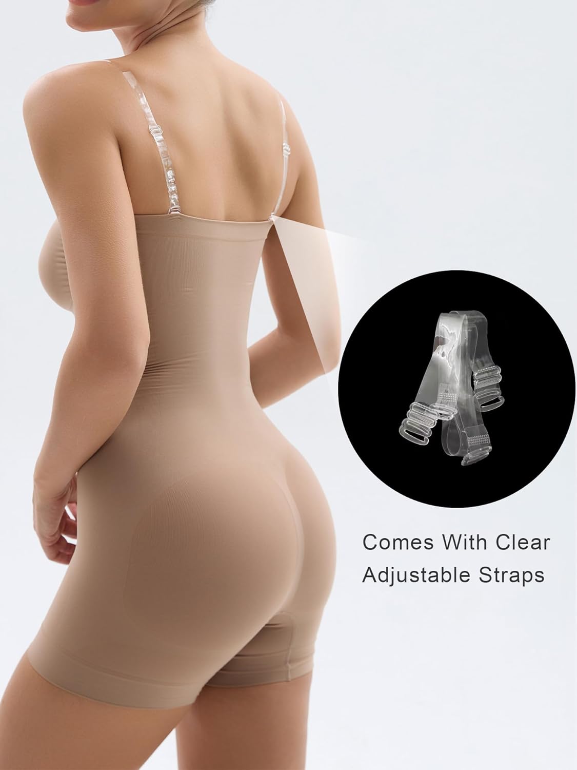 SHAPERX Strapless Shorts Bodysuit for Women Tummy Control Shapewear Seamless Sculpt Body Shaper with Removable Straps - Image 4