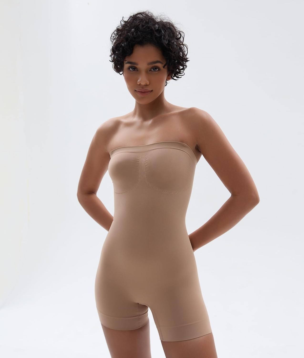 SHAPERX Strapless Shorts Bodysuit for Women Tummy Control Shapewear Seamless Sculpt Body Shaper with Removable Straps - Image 7