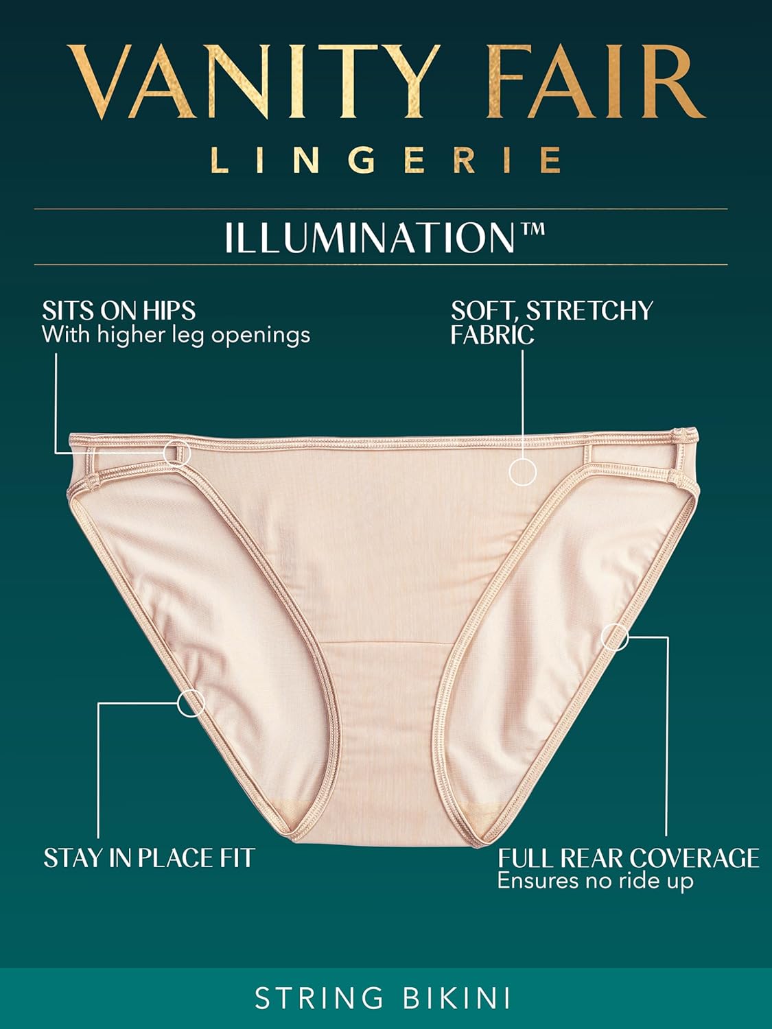 Vanity Fair Women's Illumination String Bikini Panties, Silky Stretch & Satin Trim - Image 6