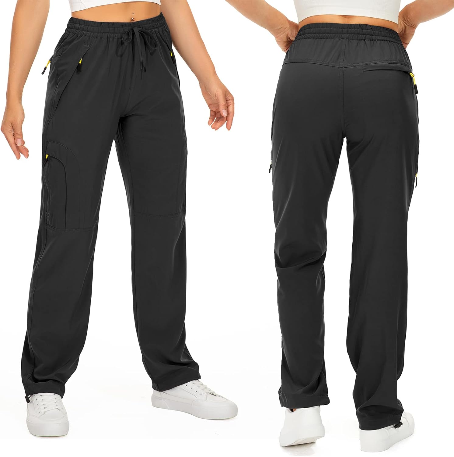Womens Hiking Pants Quick Dry UPF 50 Lightweight Travel Golf Cargo Safari Pants Zipper Pockets - Image 2