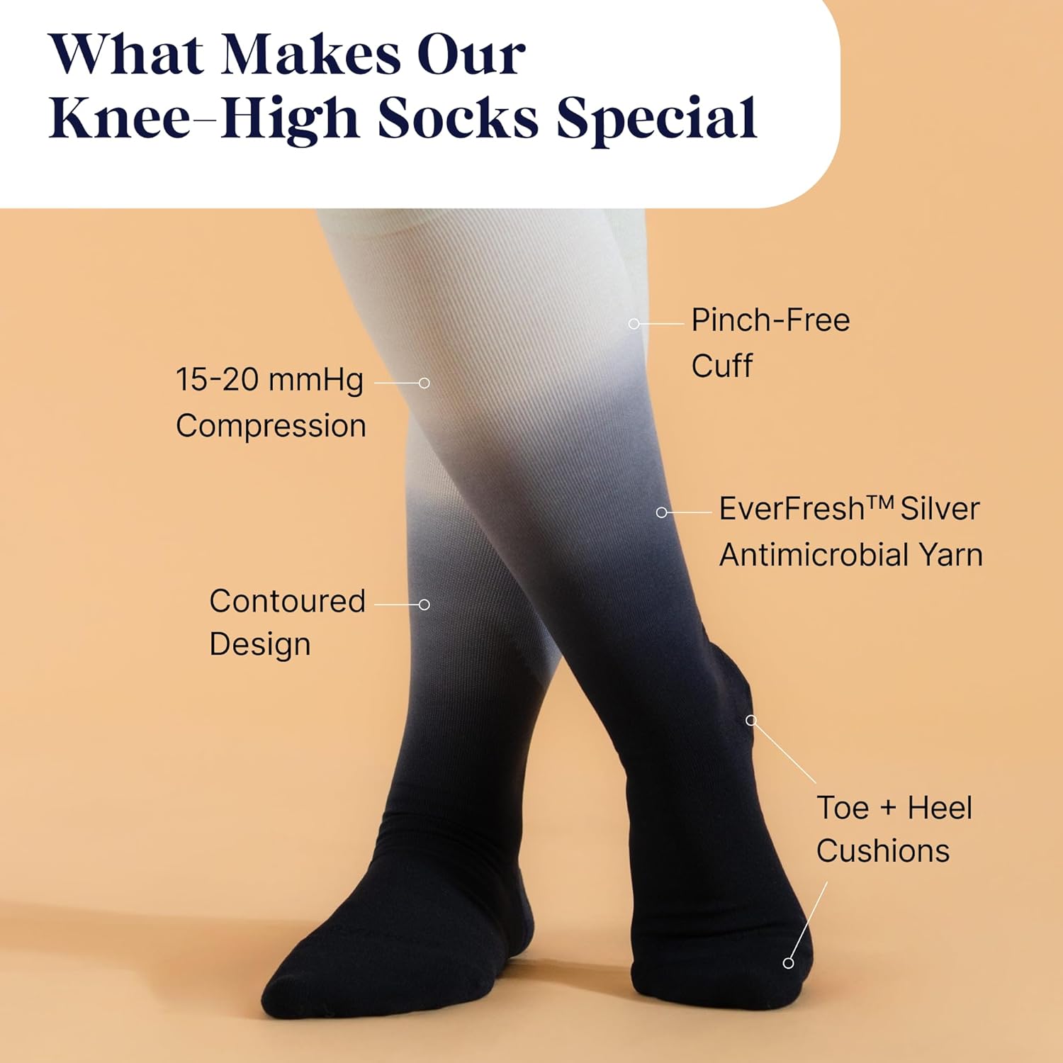 Comrad Nylon Knee High Socks - 15-20mmHg Graduated Compression Socks - Soft & Breathable Support Unisex Socks - Image 2
