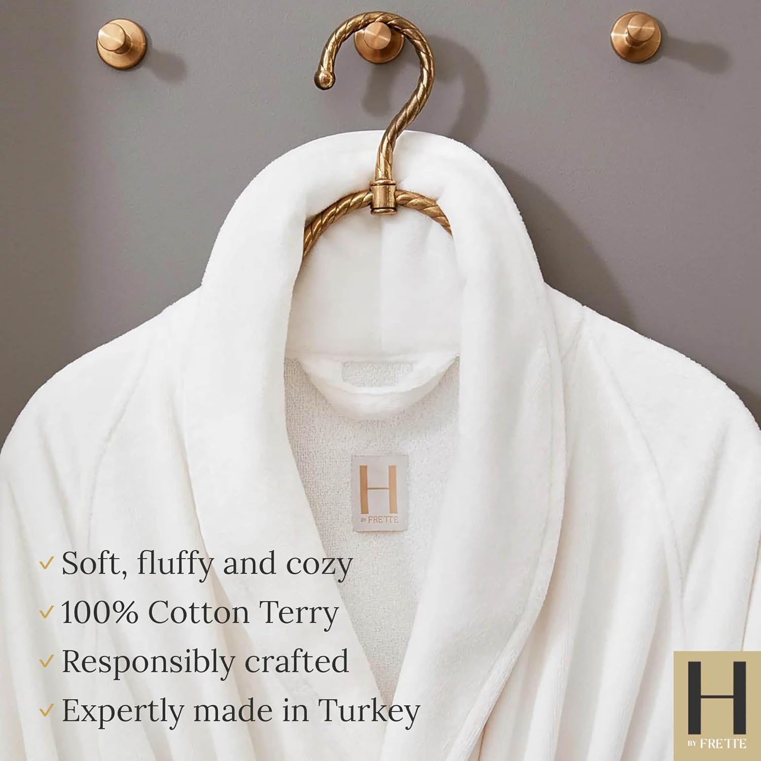 H by Frette Shawl Collar Bathrobe with Piping - Image 4
