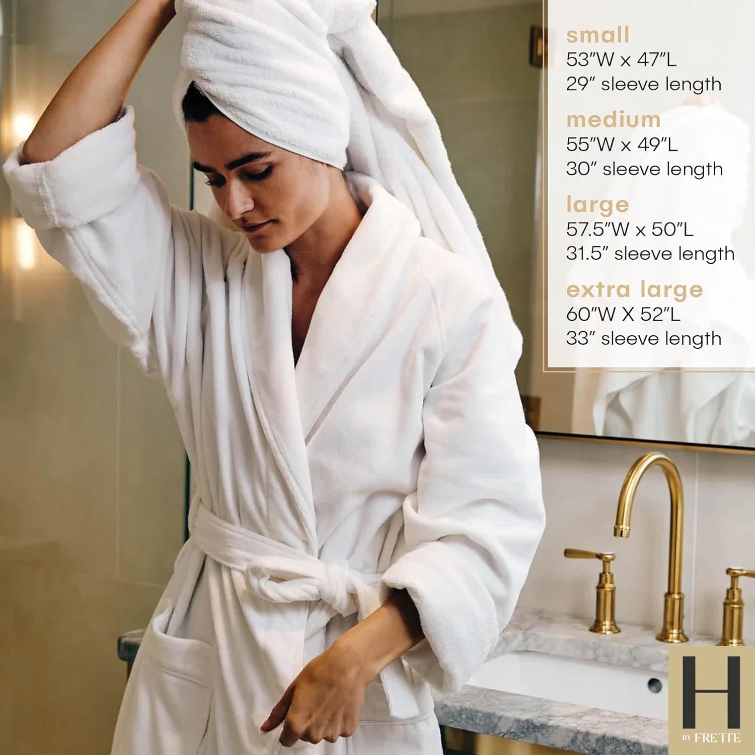 H by Frette Shawl Collar Bathrobe with Piping - Image 6