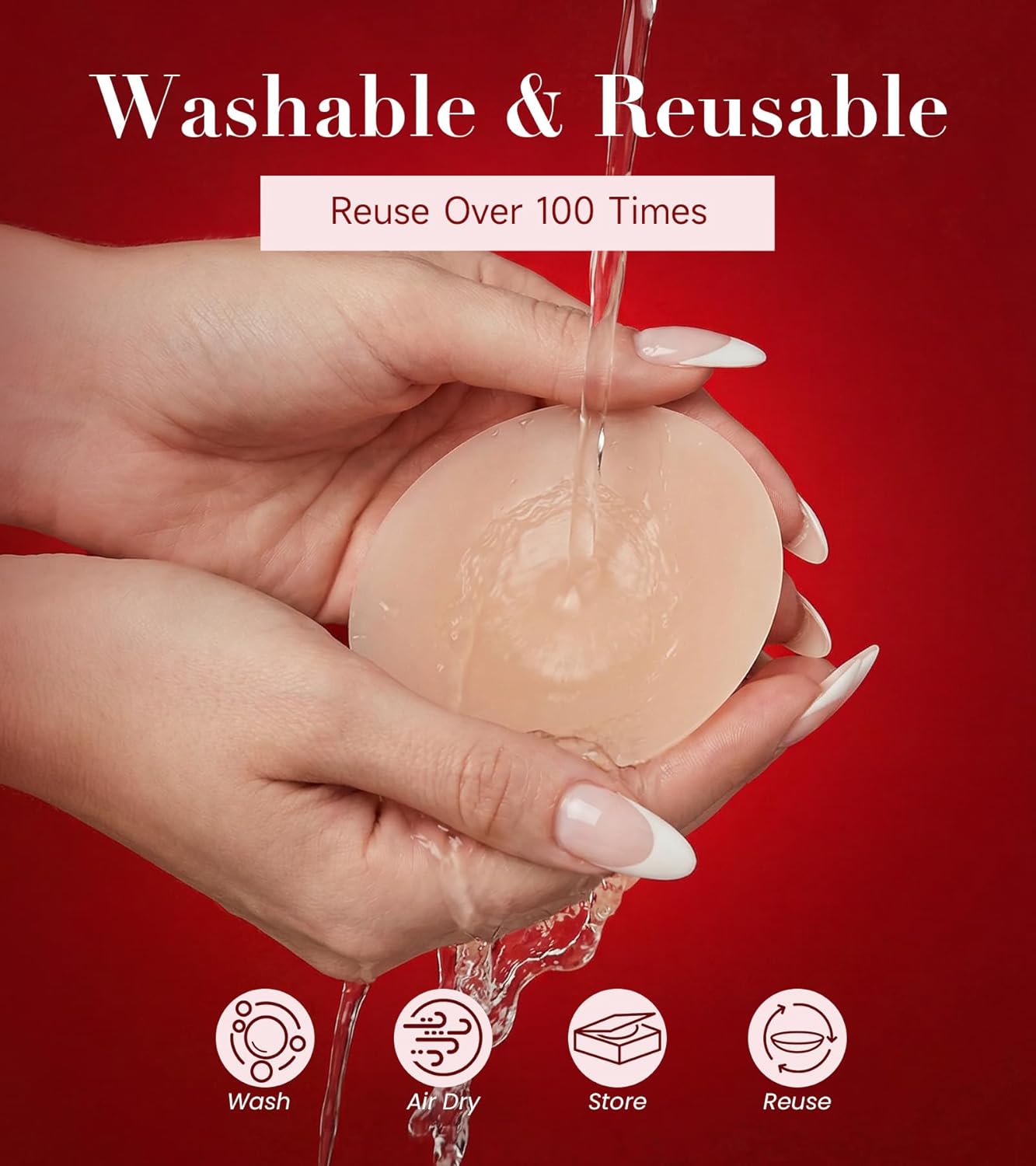 Seamless Invisible Nipple Covers for Women, 2 Pairs Reusable Sticky Pasties, Adhesive Breast Petals with Travel Case - Image 5