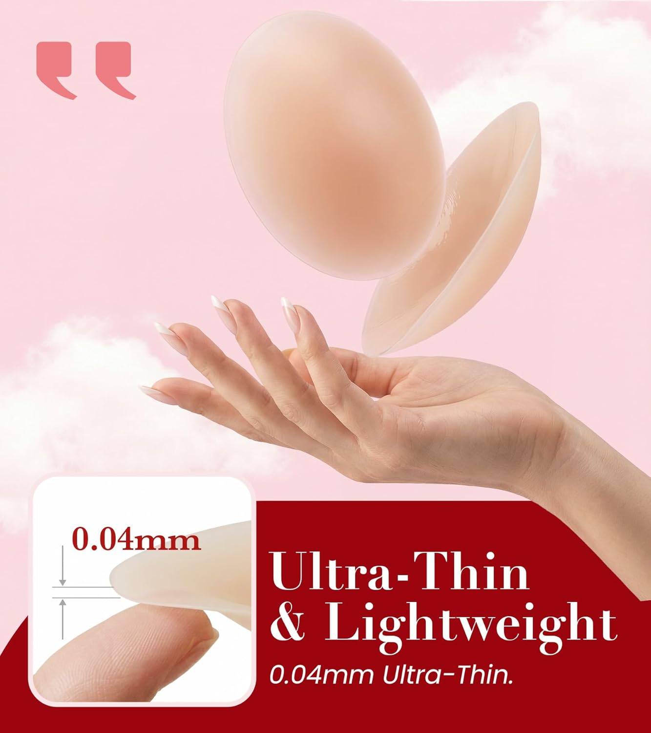 Seamless Invisible Nipple Covers for Women, 2 Pairs Reusable Sticky Pasties, Adhesive Breast Petals with Travel Case - Image 7