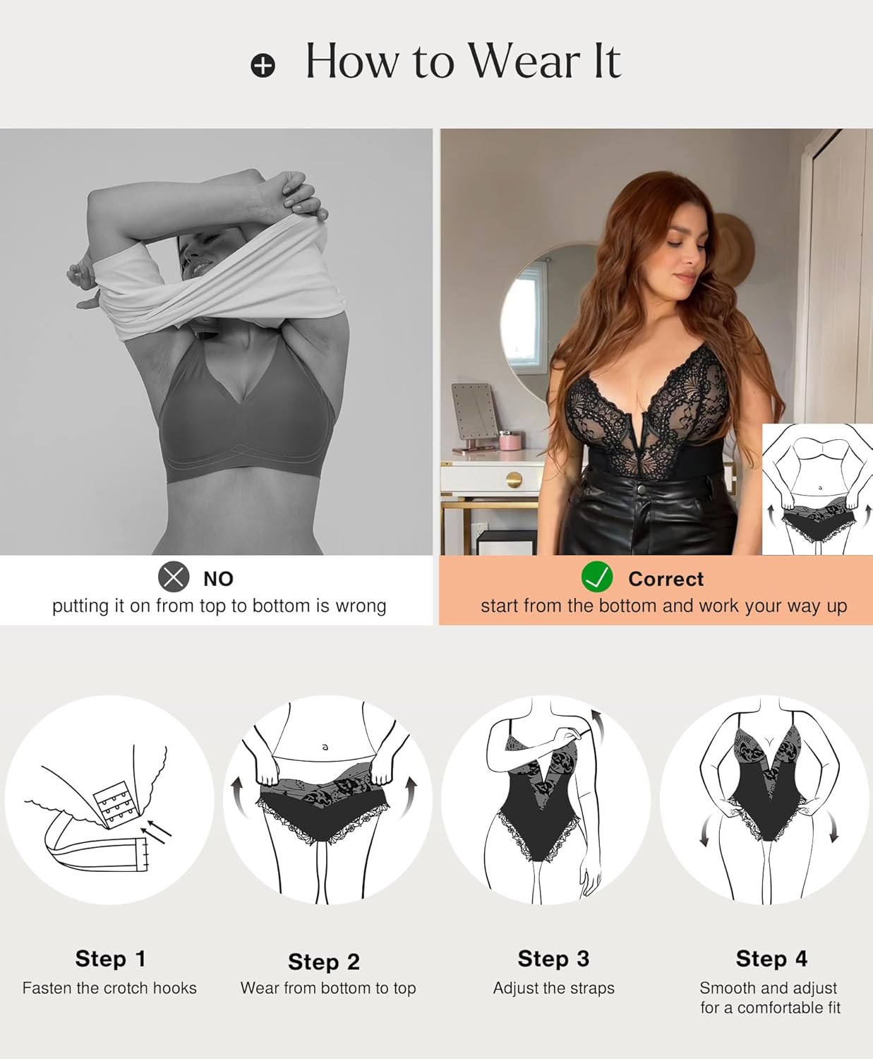 Popilush Shapewear Bodysuits for Women Lace Corset Tops Tummy Control V Neck Sleeveless Body Suit Thongs - Image 5