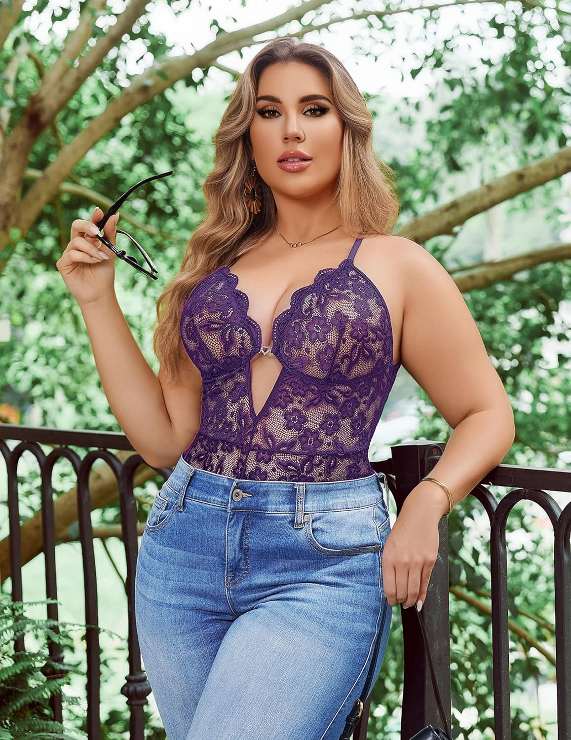 Avidlove Women Plus Size Lingerie Lace Teddy Deep V Lingerie Bodysuit One Piece Babydoll 14-22 Plus - Image 4