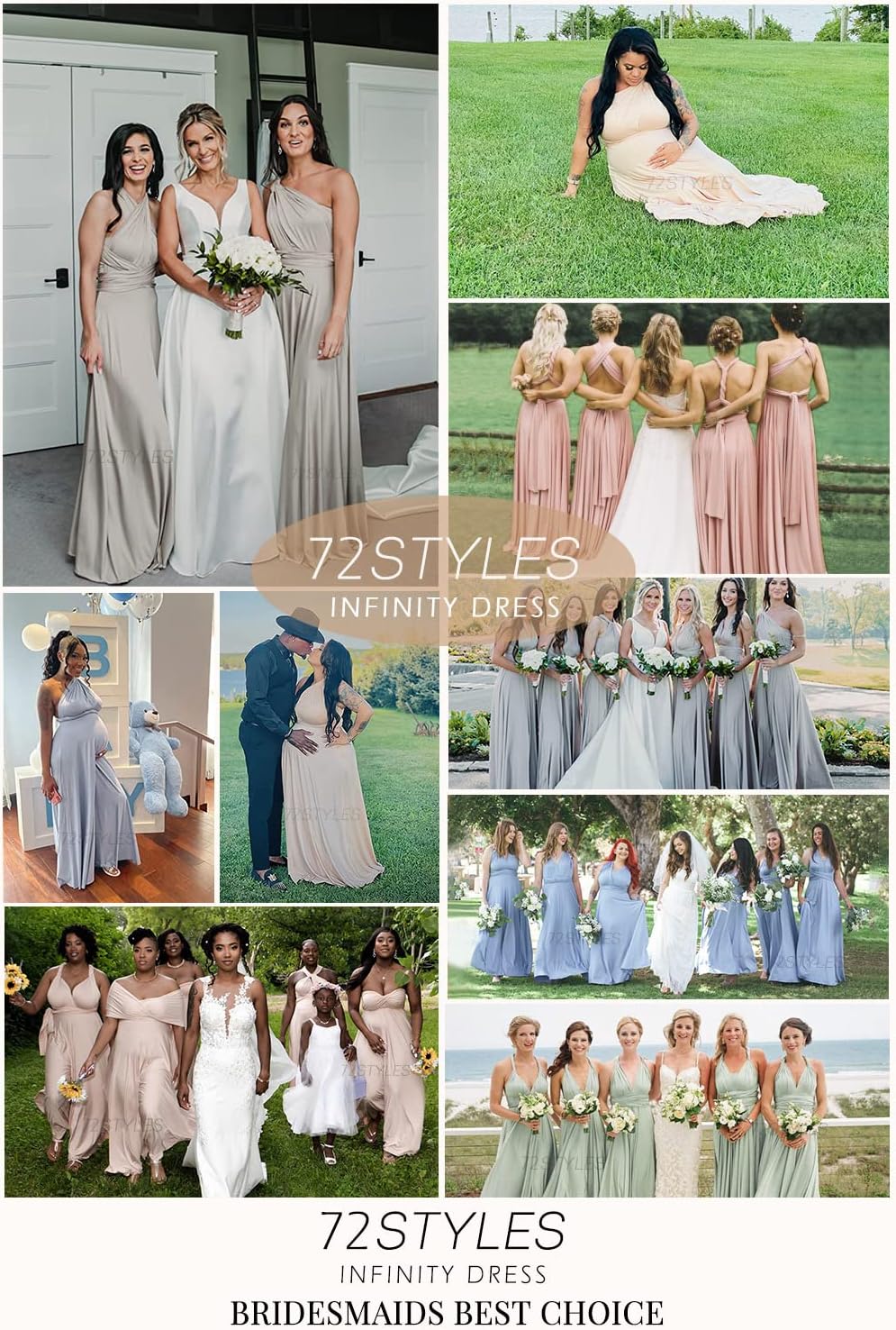 72styles Infinity Dress with Bandeau, Convertible Bridesmaid Dress, Long, Plus Size, Multi-Way Dress, Twist Wrap Dress - Image 4