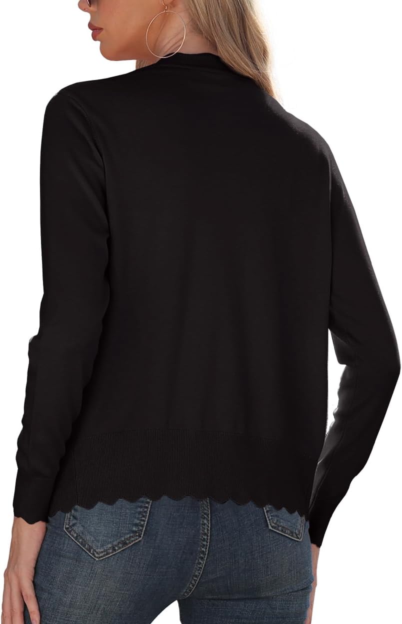 GRECERELLE Women's Long Sleeve V-Neck Button Down Cardigan Knit Shrugs Sweater - Image 4