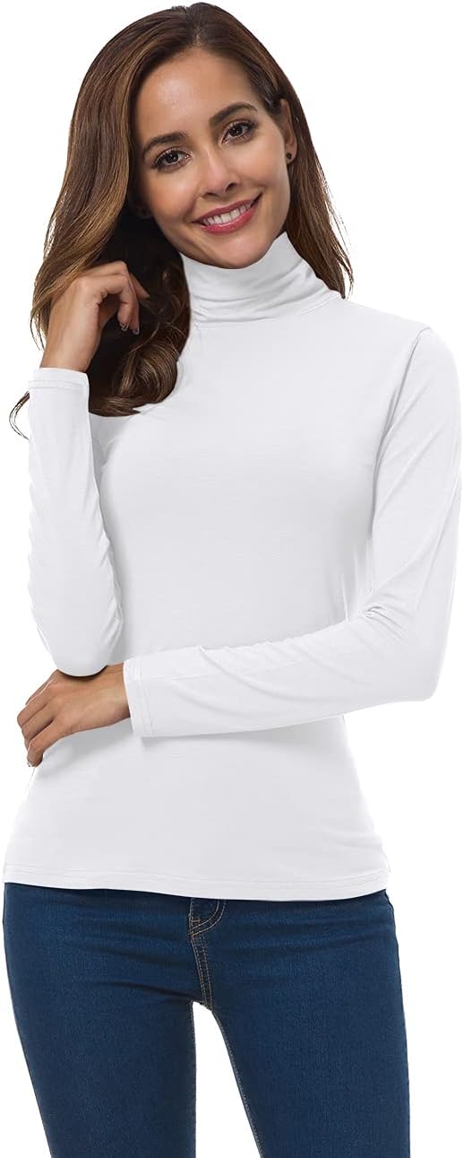 Women Long Sleeve Turtleneck Slim Fitted Based Layer Lightweight Active Shirt Pullover Tops - Image 3