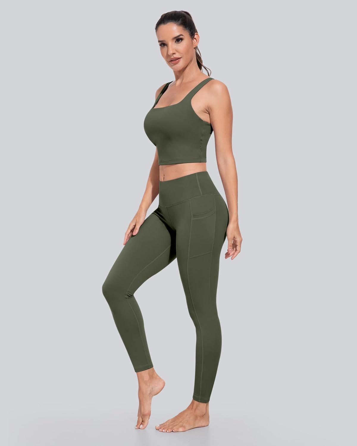 CHRLEISURE Leggings with Pockets for Women, High Waisted Tummy Control Workout Yoga Pants - Image 4