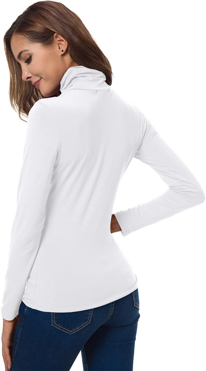 Women Long Sleeve Turtleneck Slim Fitted Based Layer Lightweight Active Shirt Pullover Tops - Image 5