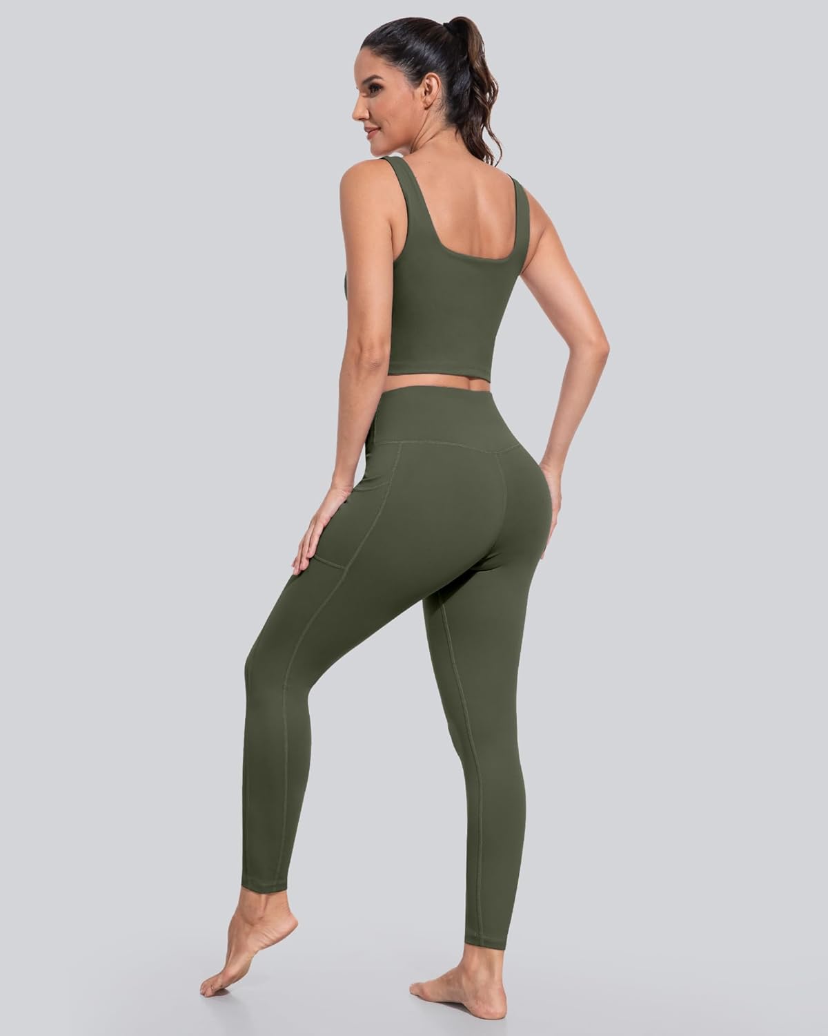 CHRLEISURE Leggings with Pockets for Women, High Waisted Tummy Control Workout Yoga Pants - Image 5