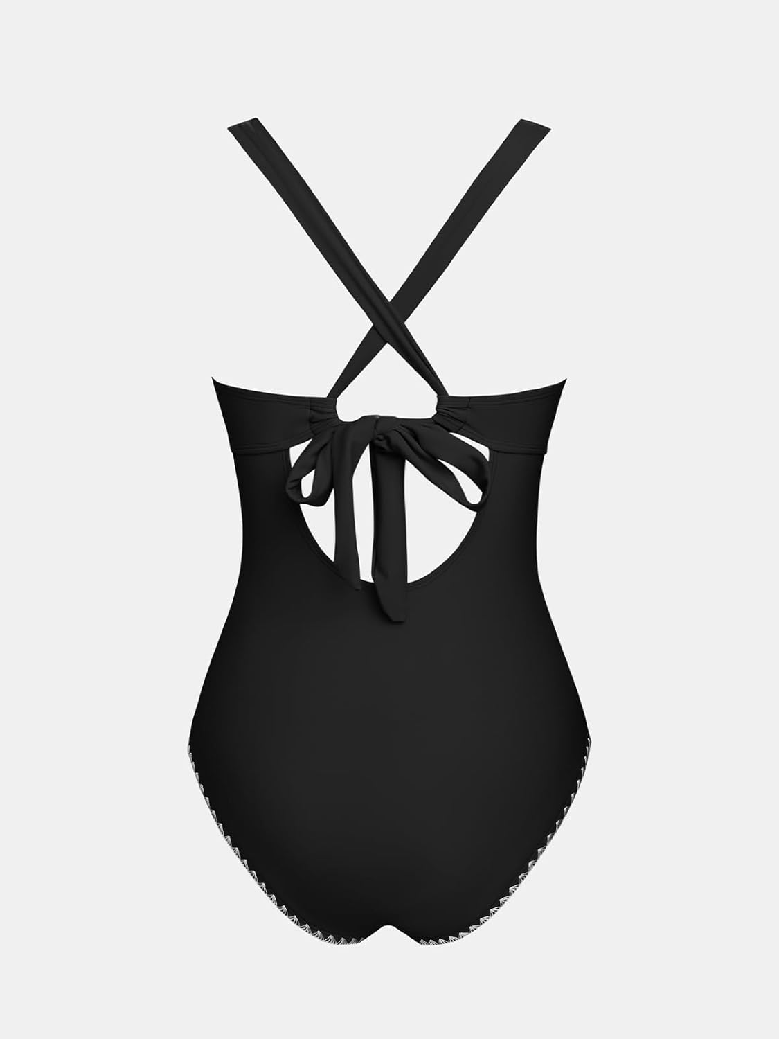CUPSHE Women's One Piece Swimsuit V Neck Shell Stitched Bathing Suit Adjustable Crisscross Strappy Ruched Swimwear - Image 7