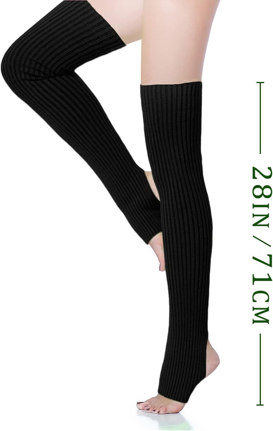 v28 Long Leg Warmer, Women’s Men 80s Party Ribbed Knit Dance Sports - Image 3