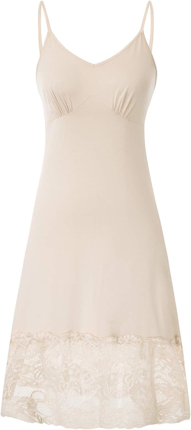 Belle Poque Full Slips for Women Under Dresses Simple Dress Slip Adjustable Spaghetti Strap Cami Dress