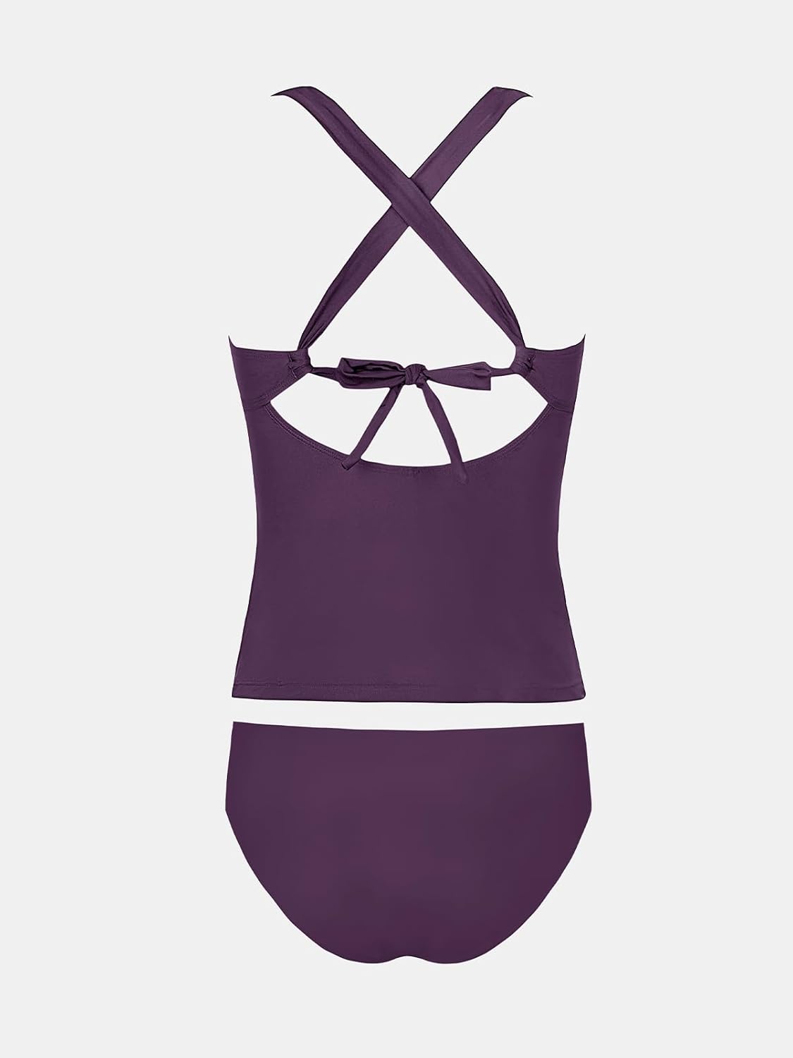 CUPSHE Women's Tankini Set V Neck Crisscross Adjustable Straps Cutout Two Piece Swimsuit Mid Rise Ruched - Image 7