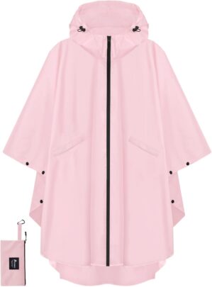 PTEROMY Hooded Rain Poncho for Adul...
