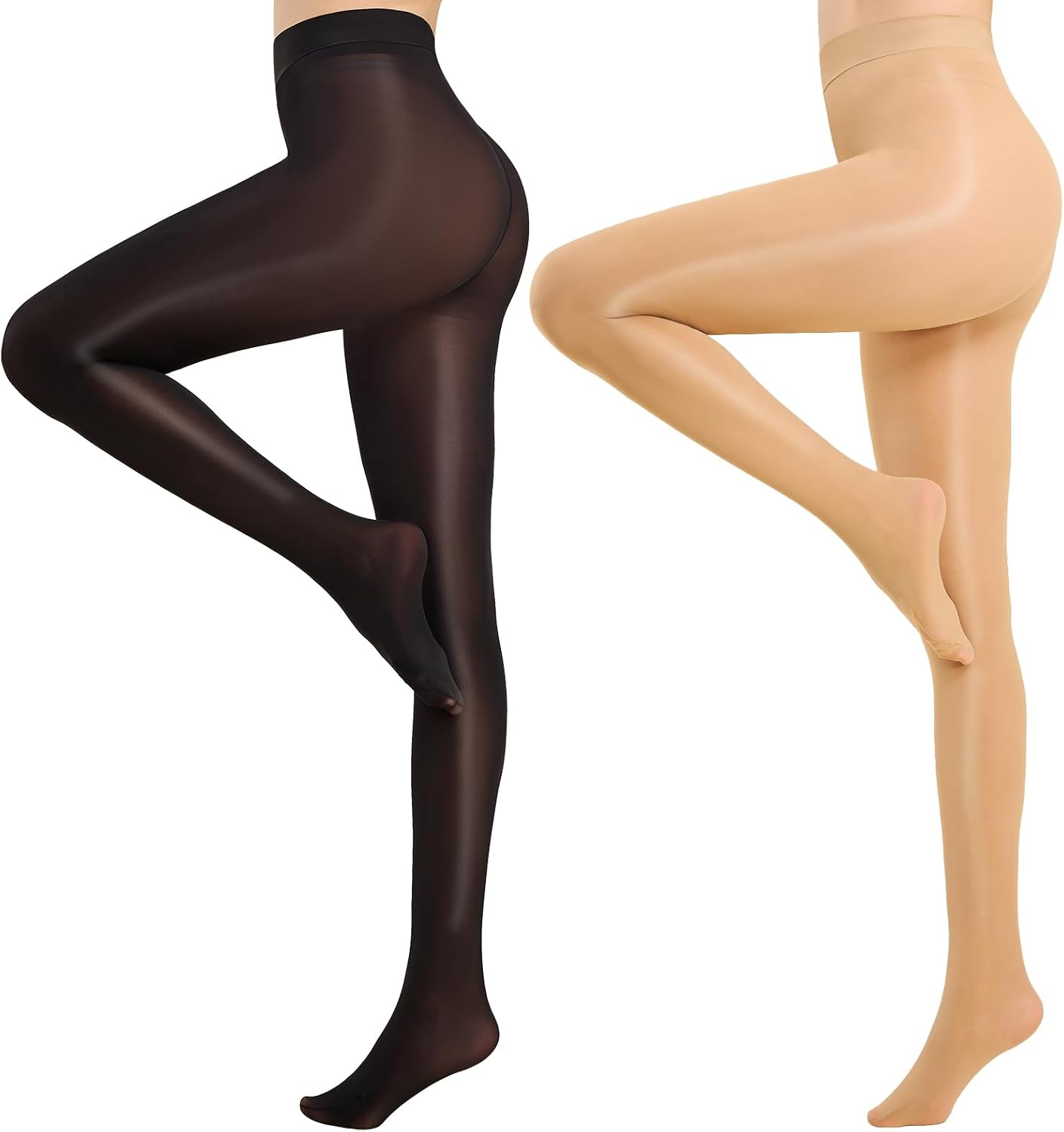 MANZI 2 Pairs Run Resistant Sheer Tights for Women Ultra Soft 15D Non Rip Pantyhose with High Waist