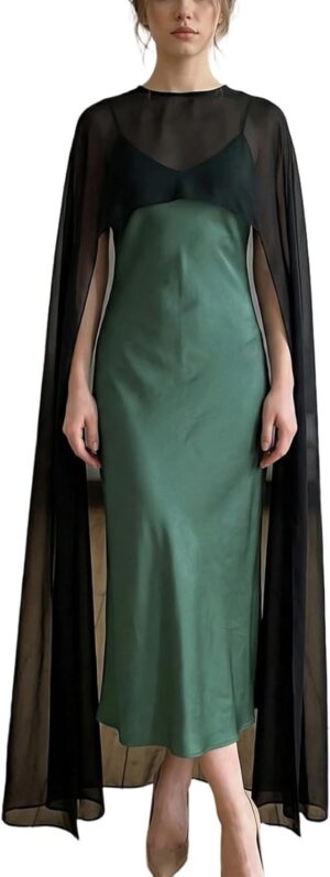 Women Chiffon Shawl Cape Mesh Sheer...