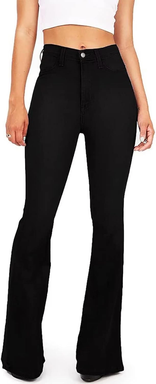 KDF Flare Jeans for Women Women's Bootcut Bell Bottom Jeans High Waisted Stretch Slimming Bell Bottoms Jeans