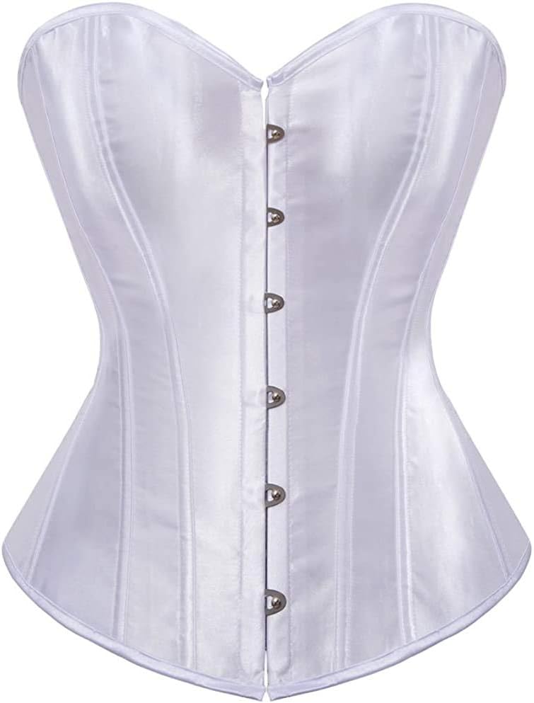 HNGHOU Women's Bustier Corset Top Plus Size Satin Waist Cincher Overbust Bustiers