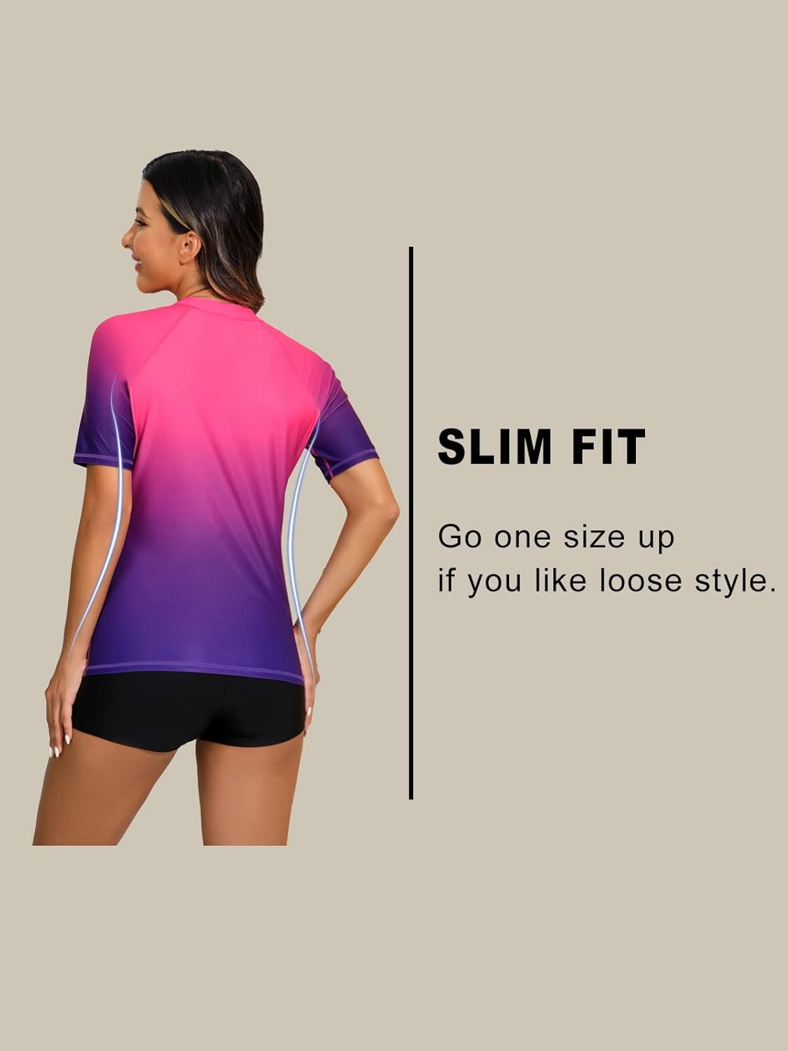 Halcurt Women Short Sleeve Two Piece Rash Guard Set UPF 50 Swim Shirt with Board Shorts - Image 2