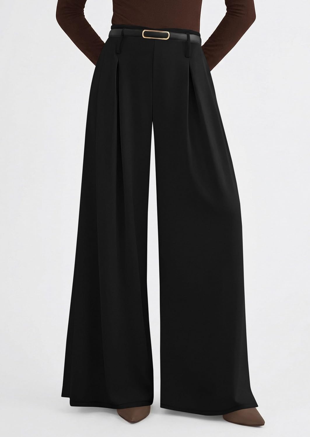 PRETTYGARDEN Womens Wide Leg Trousers 2026 Elastic High Waisted Dress Pants Pleated Slacks Flowy Business Work Palazzo Pants - Image 8