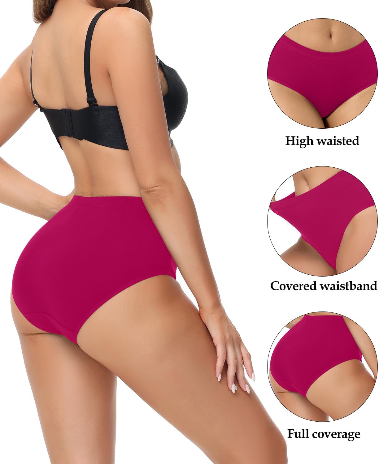 wirarpa Women's Cotton Underwear Full Coverage Cotton Briefs 5 Pack - Image 3