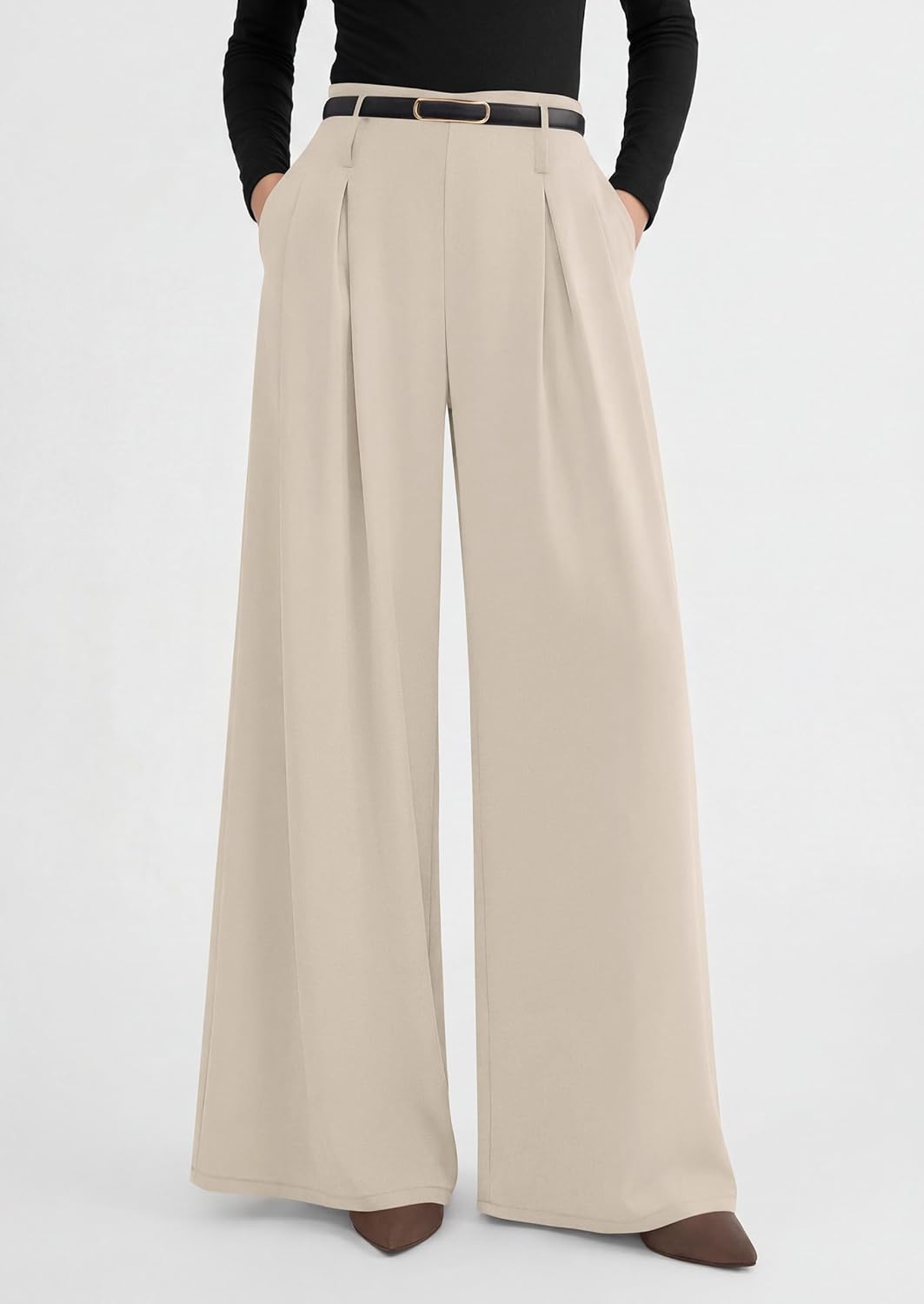 PRETTYGARDEN Womens Wide Leg Trousers 2026 Elastic High Waisted Dress Pants Pleated Slacks Flowy Business Work Palazzo Pants - Image 6