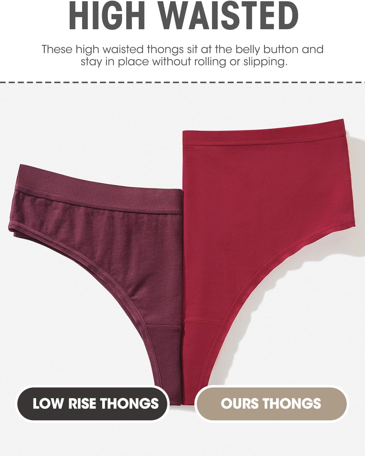 sosusu Seamless Underwear for Women Cotton Thongs High Waisted Soft Breathable No Show Panties Invisible Stretch 6 Pack - Image 3