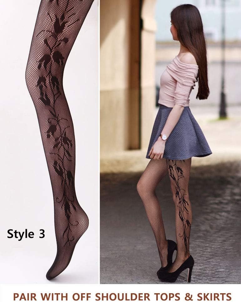 VERO MONTE Women Patterned Fishnet Tights Black Fishnets Net Stockings Pantyhose - Image 4