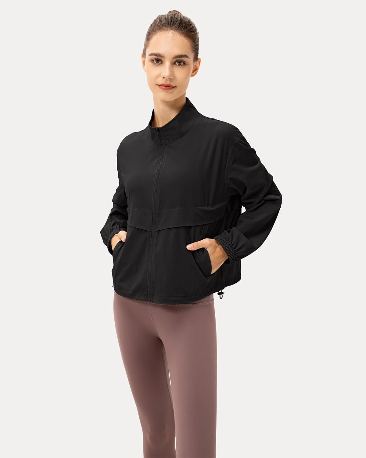 Locachy Women's Lightweight Zip Up Athletic Jacket Stand Collar Windproof Sun Protection Workout Outdoor Jacket - Image 8