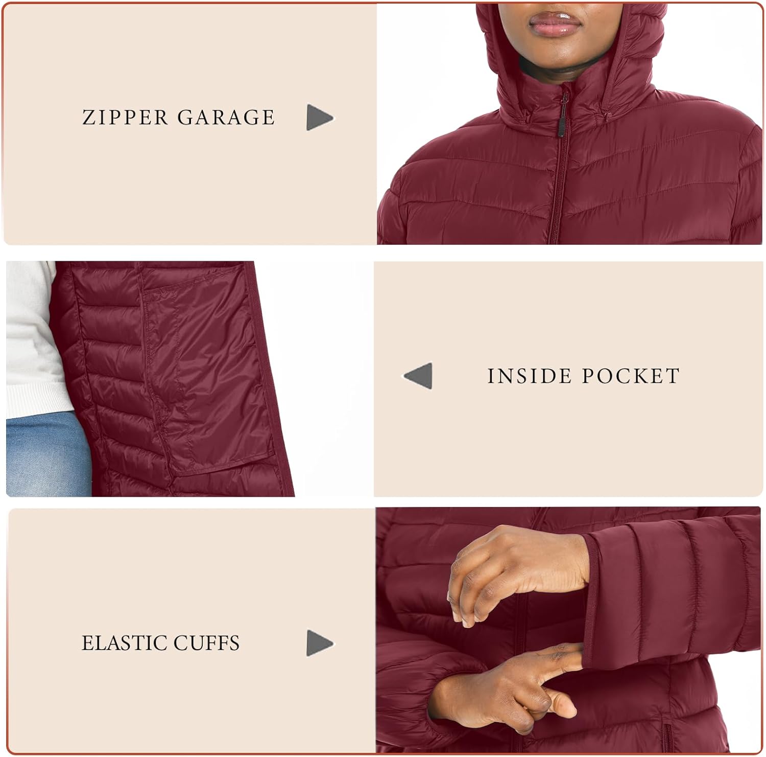 Women's Plus Size Packable Puffer Jacket 1X-6X Lightweight Winter Puffer Coat - Image 5