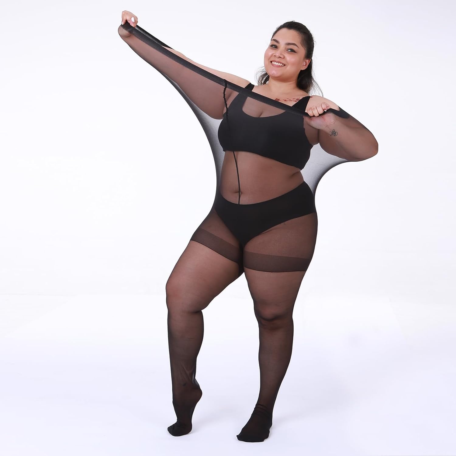 LADYFAN 3 Pairs Plus Size Women’s Sheer Tights 20D High Waist Control Top Pantyhose with Reinforced Toes - Image 3