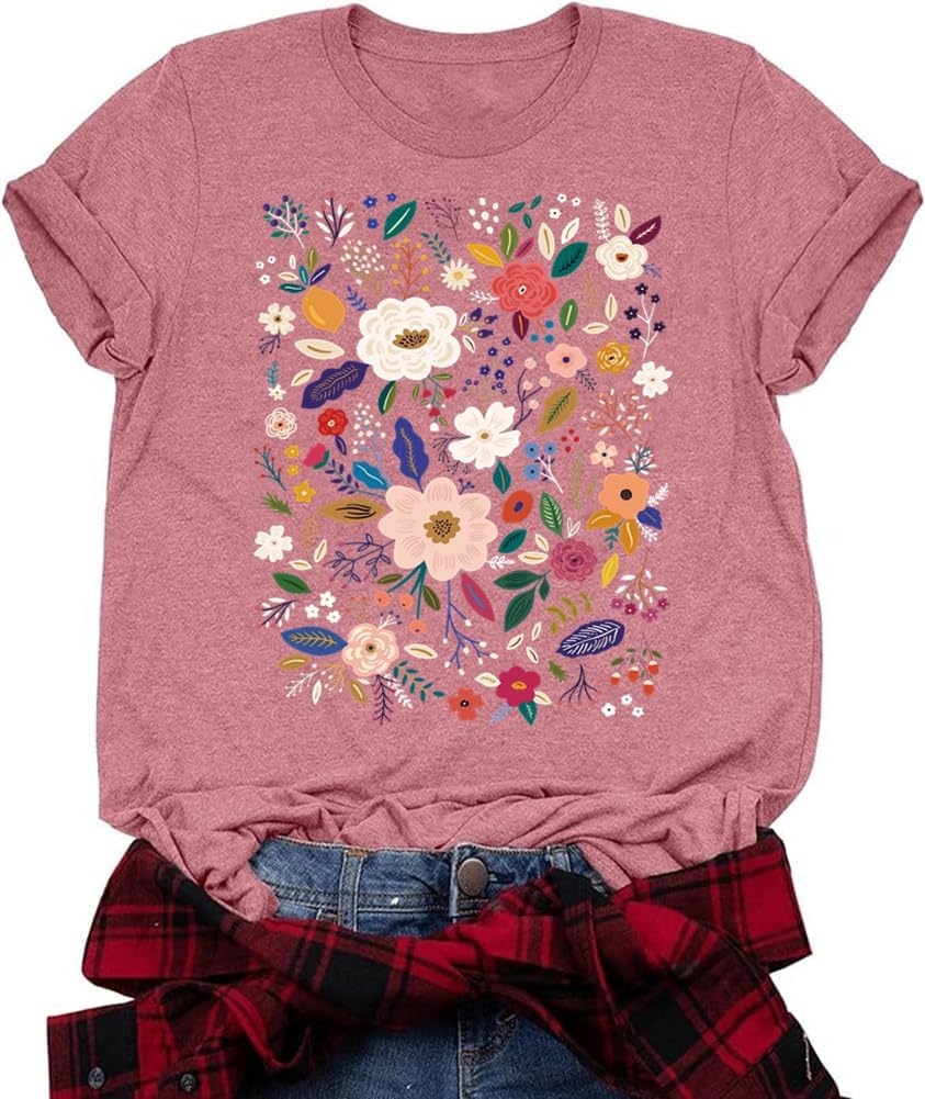 Women Boho Wildflowers Cottagecore Shirt Vintage Butterfly Floral Botanical Graphic Tees Garden Lover Tops - Image 4