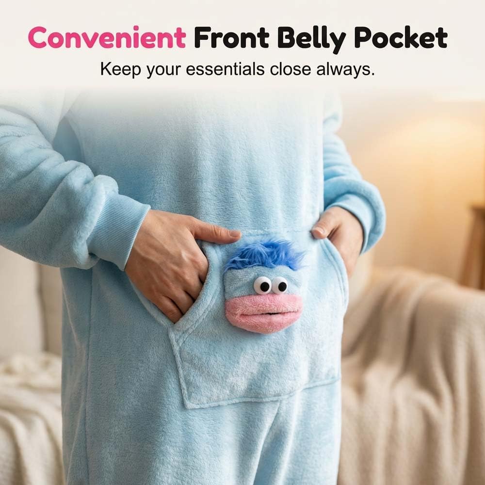 Silly Onesie, Funny Green Monster Hooded Fleece Onesie Pajamas, Big Mouth Monster Cozy Onesie Pajamas Adult - Image 5
