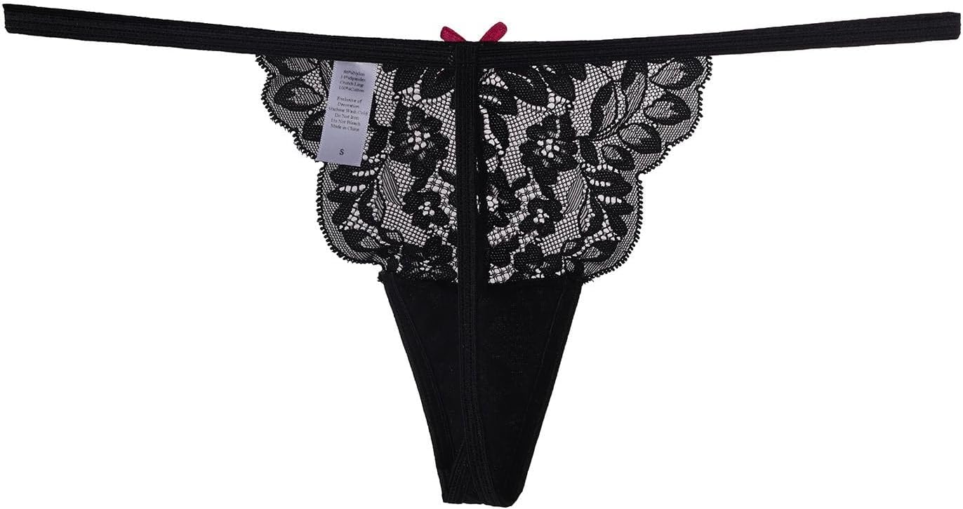 Pack of 6 Women Lacy G-String Thongs No Show Panties Sexy Underwear Assorted Lace Pattern and Colors - Image 2