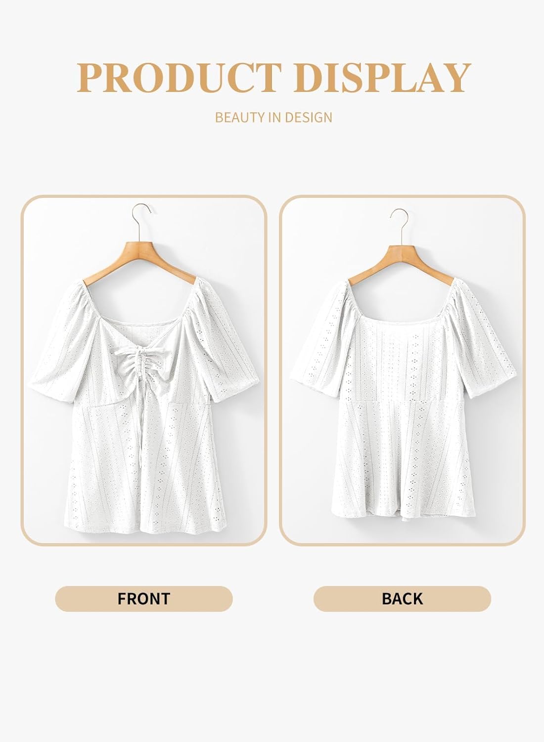 Eytino Womens Plus Size Tops Sweetheart Neck Short Sleeve Eyelet Embroidery Summer Loose Peplum Shirts(1X-5X) - Image 4