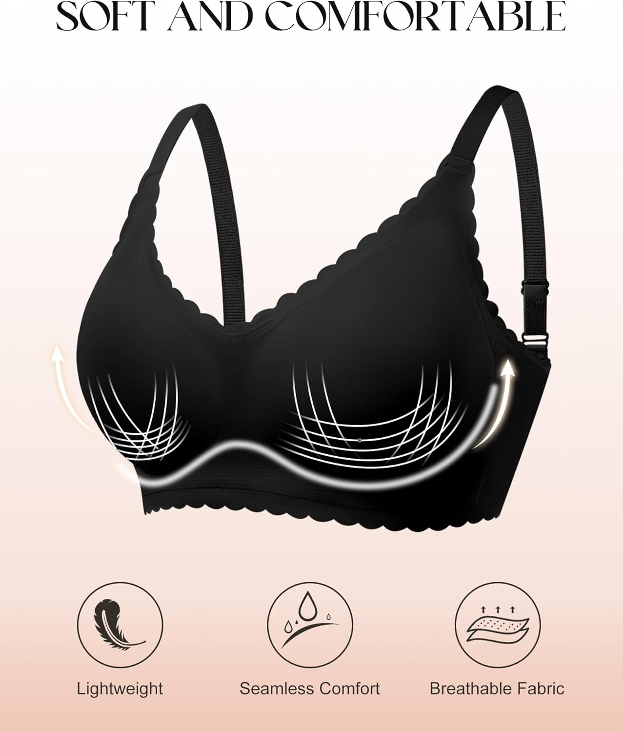 Seamless Jelly Bras for Women 3 Pack - Deep V Wireless Push Up No Wire Womens Bra Padded Comfort with Support for Gifts - Image 2