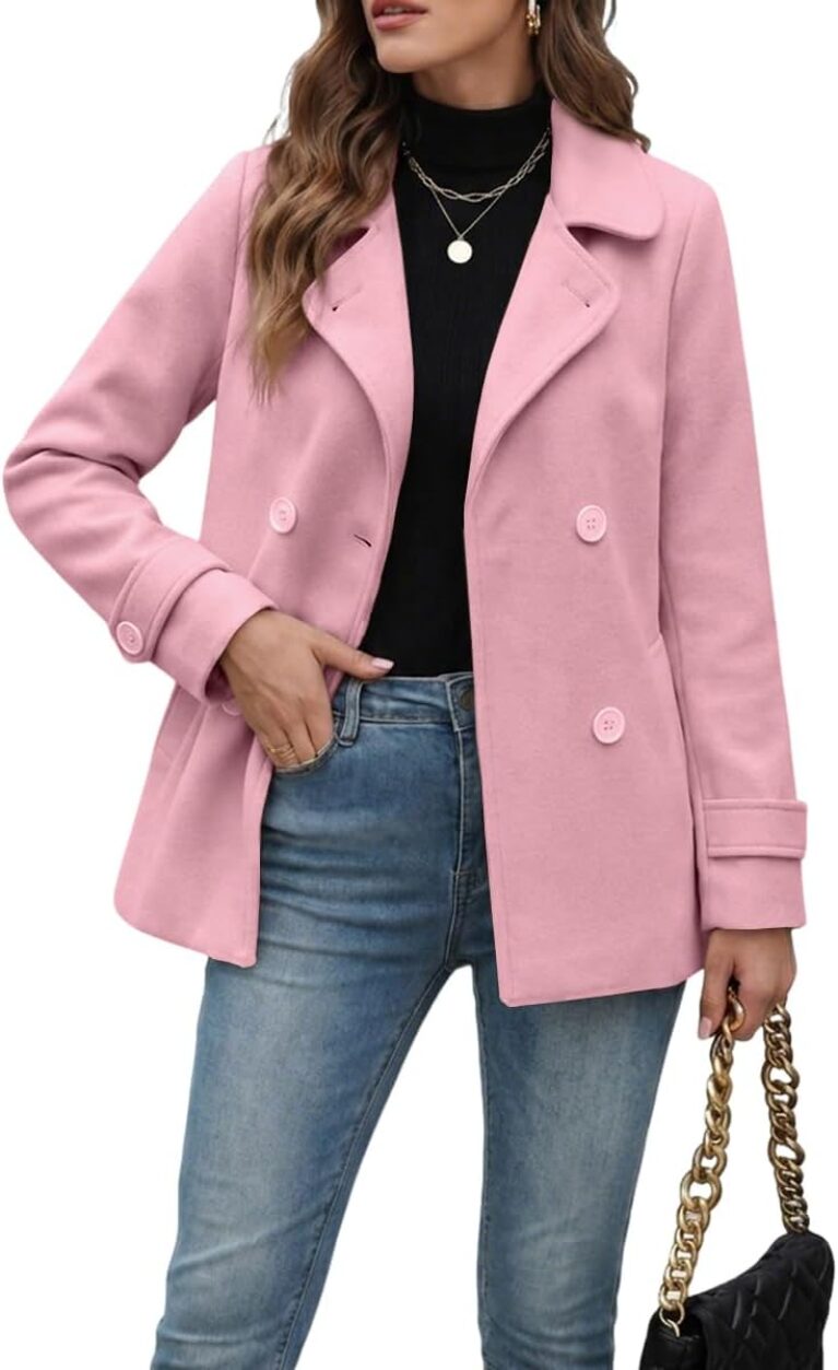 IDEALSANXUN Womens Fall Winter Wool Coats Peacoat Double Breasted Trench Coats