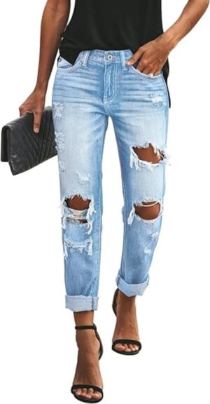 Women’s Distressed Mid Waiste...