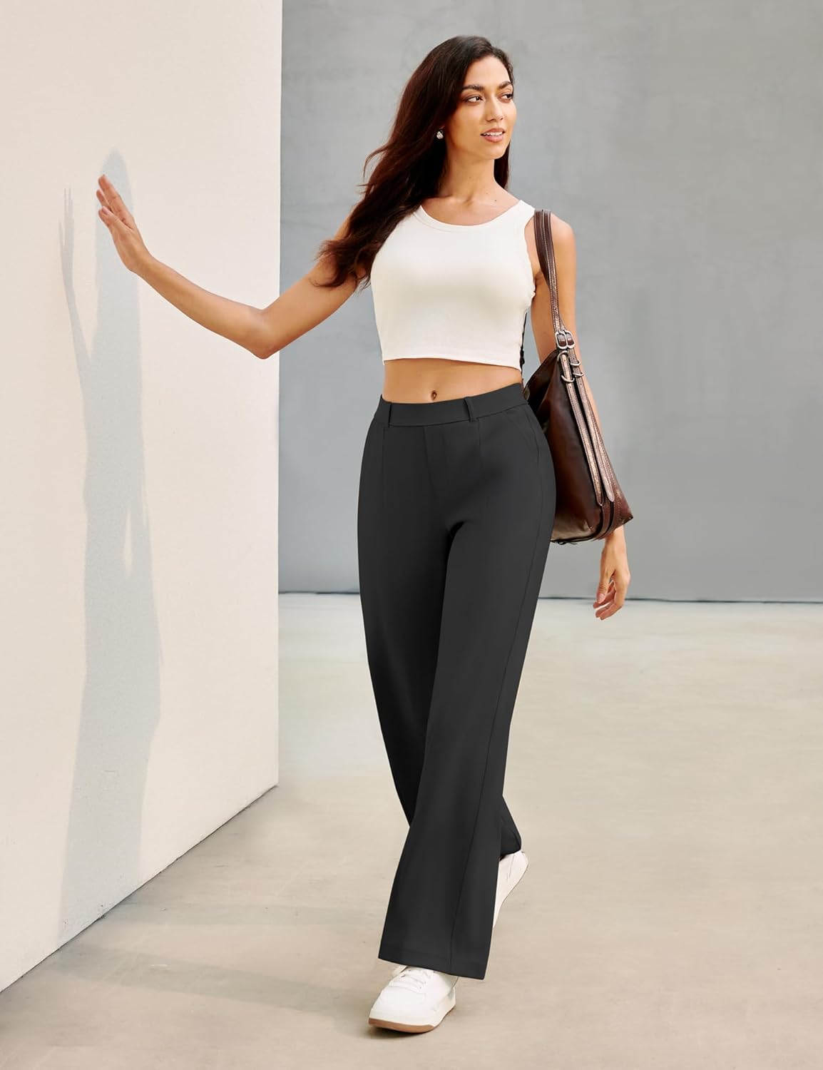 Ewedoos Womens Dress Pants Wide Leg Stretchy Work Pants Women Elastic Waist Pull On Business Casual Trousers Slacks - Image 4