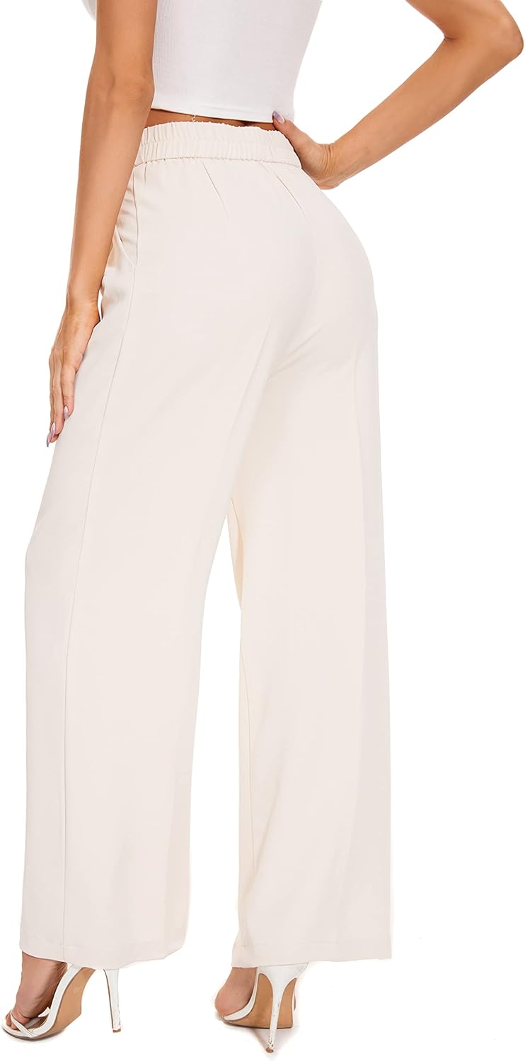 FUNYYZO Wide Leg Pants Women's High Elastic Waisted in The Back Business Work Trousers Long Straight Suit Pants - Image 8