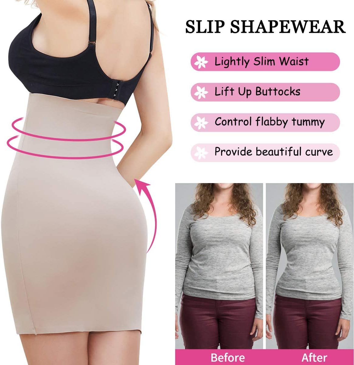 SLIMBELLE Half Slips Shaper Cool Comfort Seamless Slip Shapewear Under Dress Tight Skirt Undergarments - Image 2