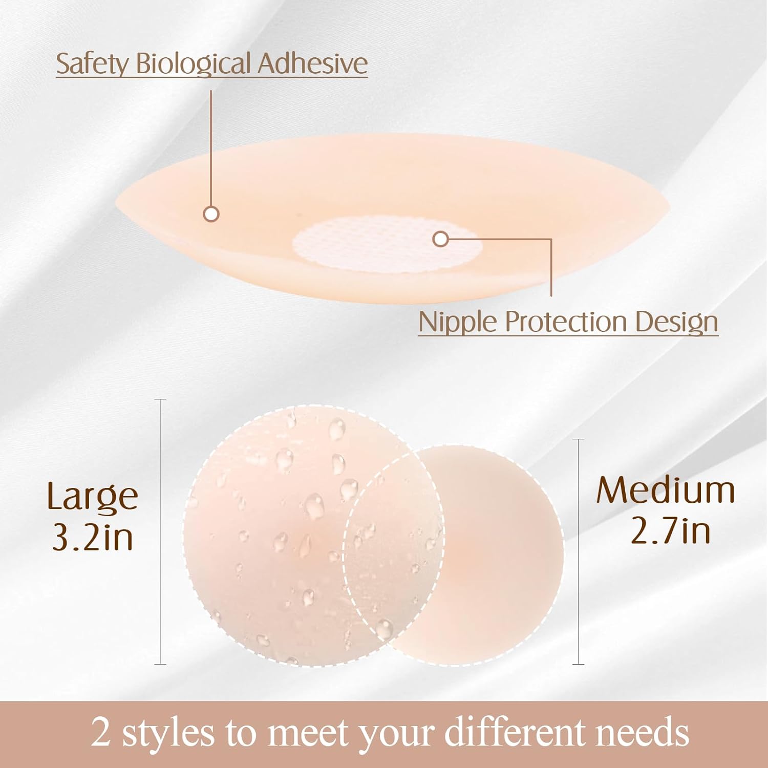 FJYQOP Silicone Nipple Covers - 5 Pairs, Women's Reusable Adhesive Silicone Pasties Nippleless Covers Round - Image 3