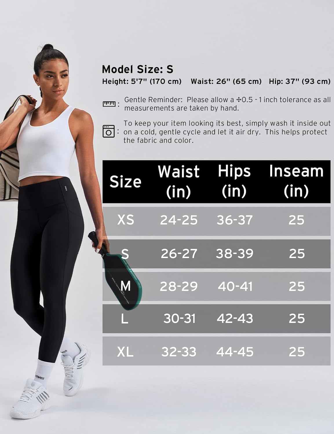 K-Swiss Leggings for Women - Soft Stretchy High Waist 25" with Pockets Lounge Yoga Pants Workout Athletic Casual - Image 7